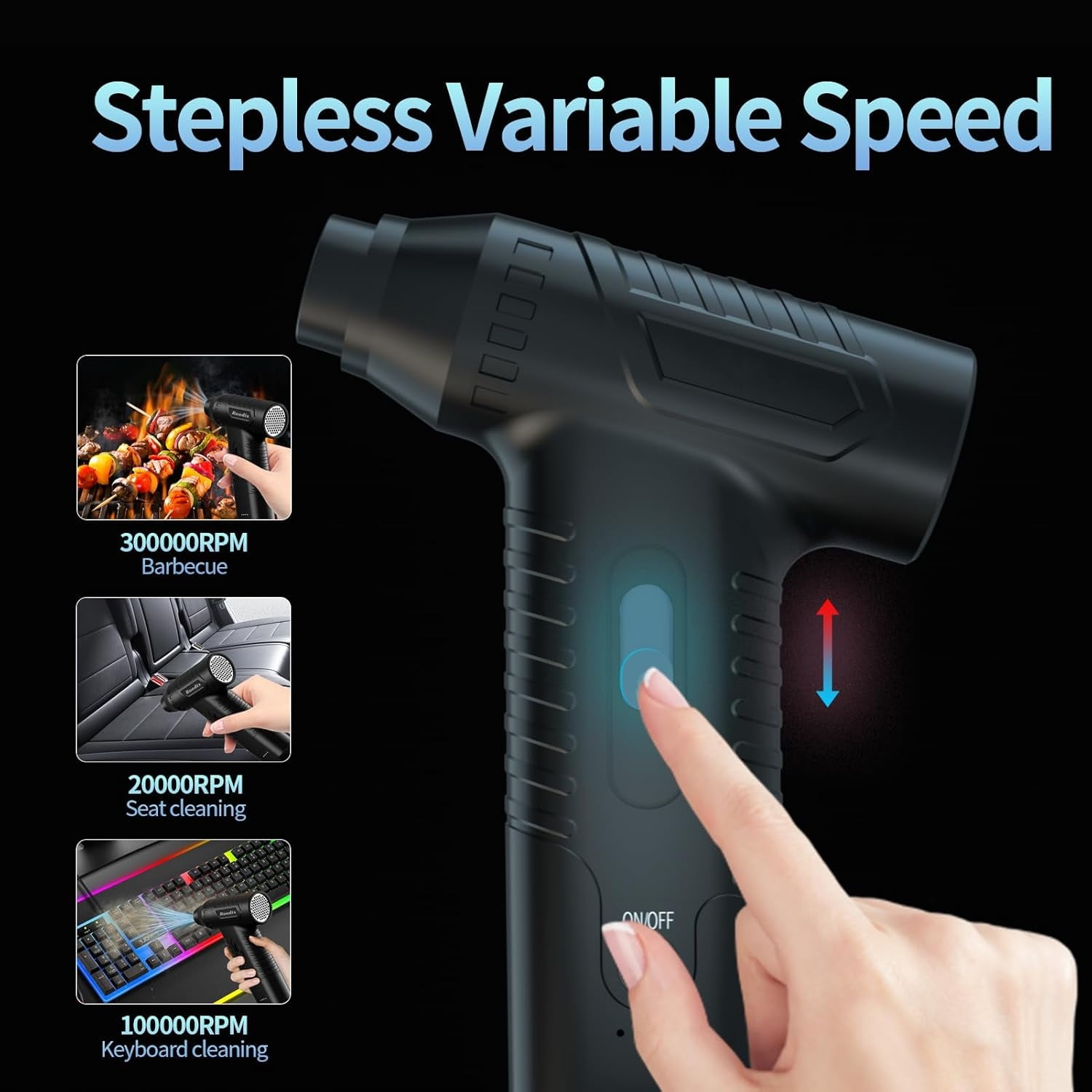 Compressed Air Duster, 300000RPM Electric Air Duster Cordless, Jet Dry Blower, Portable Air Blower, Powerful Replace Compressed Air Can, No Canned Air, for Computer Clean, Keyboard, Car Dry, Home