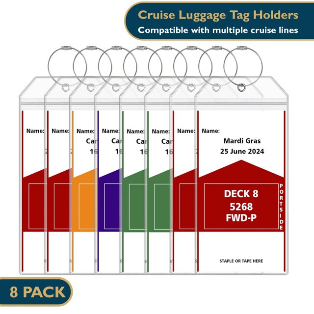 Portaetiquetas para Equipaje de Crucero ComfiTime Paquete de 8 Etiquetas Transparentes e Impermeables