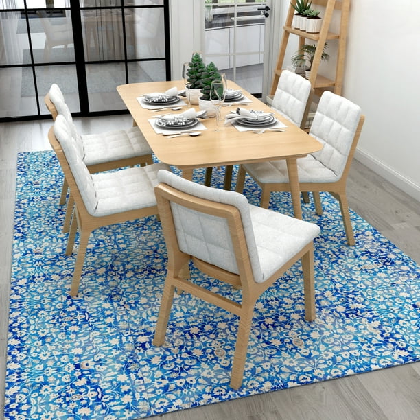 Artyzio Modular Modern Abstract Flora Pattern Rug Tiles Stick And Peel Carpet Squares 48 Piece Set 9x13 Feet Blue Walmart Com Walmart Com