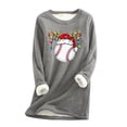 thumbnail image 2 of Babysbule Womens Christmas Shirts Clearance Tops Christmas Round Neck Pocket Thickened Plush Warm Long Sleeve Tops, 2 of 4