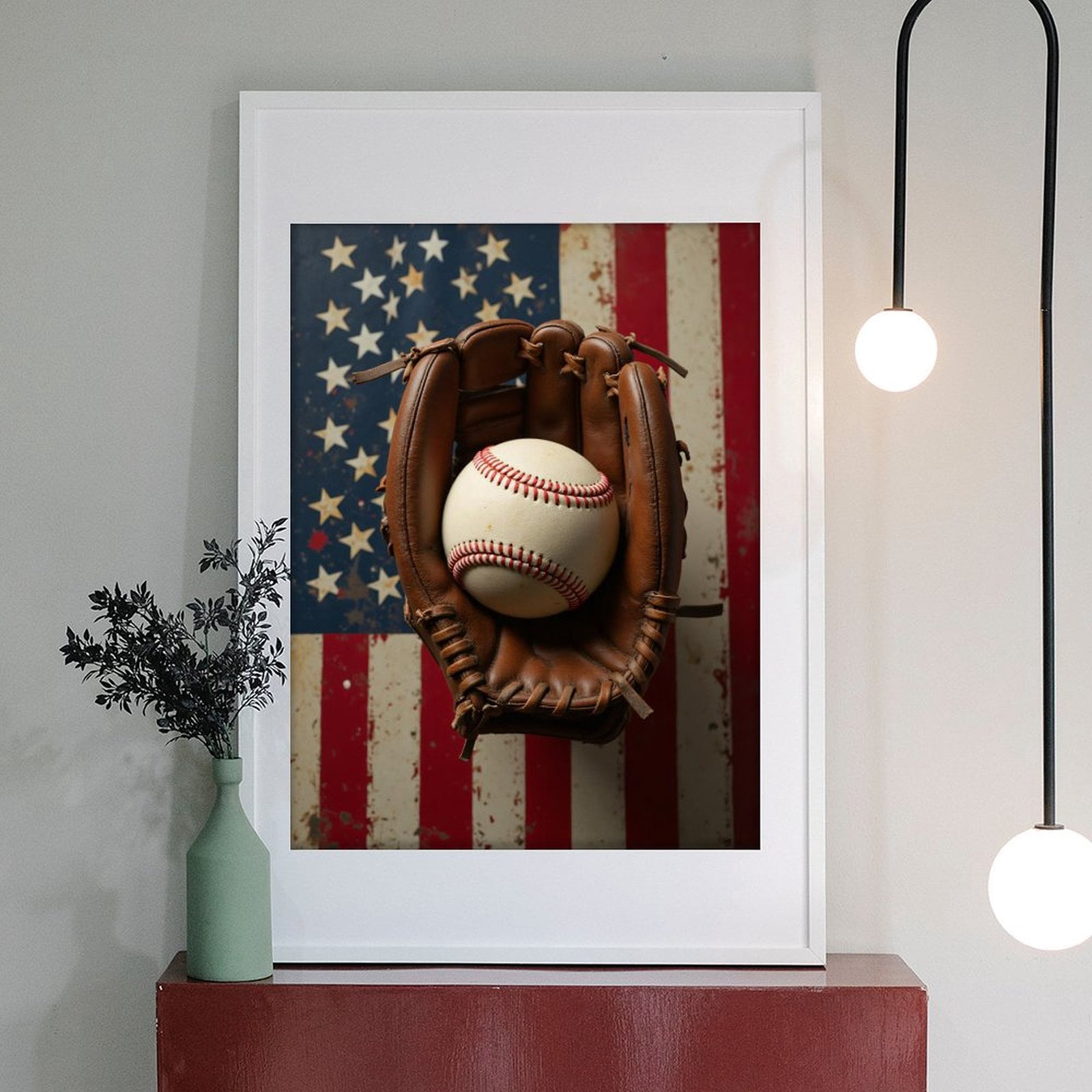 Diamond Art Kit for Adults, Baseball Glove Patriotic Background Diamond Painting for Adults Beginners, DIY Diamond Art Painting Kits, 5D Diamond Painting Crafts for Home Decor 12x16 Frameless
