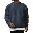 thumbnail image 2 of Zimjoy Crew Neck Sweatshirt for Men Casual Long Sleeve Mens Crewneck Sweatshirts Fashion Solid Plain Pullover Cotton Blend Warm Winter Clothes, Navy M, 2 of 5