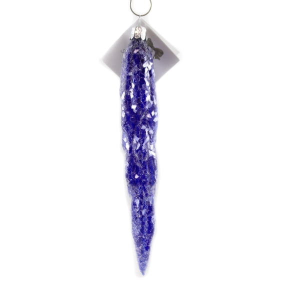 Translucent Blue Icicle - 1 Ornament 6.25 Inch, Glass - Czech Republic Frozen Glittered Ic233