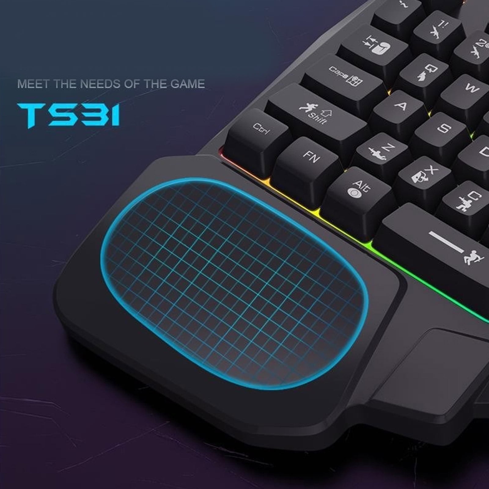 Single Handed Mechanical Feel Keyboard with USB Corded Small Keypad Color Backlight For Programmers and Designers
