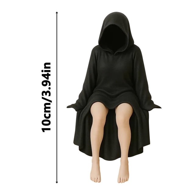 Estatua misteriosa de túnica negra de horror gótico | Escultura de figura de mesa espeluznante | Decoración hecha a mano para el hogar y el jardín | Exhibición única de estante y repisa de la