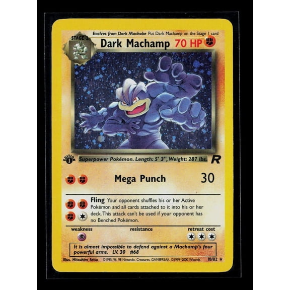 Collectible 2000 Wizards Of The Coast Team Rocket Dark Machamp Holo Rare 1st Edition #10/82 Pokémon Trading Card