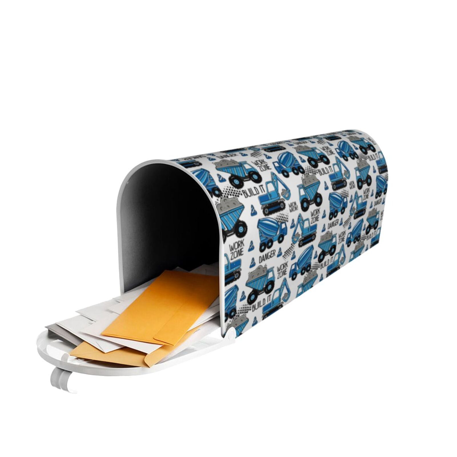 Xecao Blue Excavator for Mailbox Cover with Magnetic Strips, Waterproof and Sunscreen, Adds a Decorative Touch to Your Garden Yard.