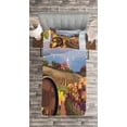 thumbnail image 3 of Ambesonne Winery Quilted Bedspread Set 2 Pcs, Cartoon Vineyard Grapes, Twin Size, Blue Yellow, 3 of 3