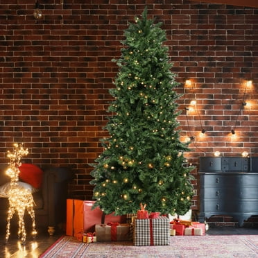 Ktaxon 7.5Ft Pre-lit Hinged Christmas Tree, Artificial Christmas Fir Tree 1346 Branch Tips w/ LED Lights Green