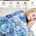 thumbnail image 3 of Chilfamy Blue Flowers Throw Blanket for Couch Sofa Bed Office Travel Camping School | All Seasons Flannel Blanket Gifts | 3 Sizes Available 60x80in, 3 of 6