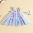 thumbnail image 2 of Robe d'Été pour Filles Tout-Petits Robe Décontractée Sans Manches à Bretelles Imprimé Étoiles Robe en Tulle Colorée Violette 3-4 Ans, 2 of 8