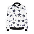 thumbnail image 5 of VINUSLI Bomber Jacket Women 2025 Causal Stars Print Zip Up Coats Long Sleeve Stand Collar Fall Jackets Lightweight Outerwear Tops White,XXL, 5 of 6