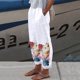 thumbnail image 1 of WILLBEST Pantalones Casuales de Lino Elásticos con Cordón Largo y Ancho para Mujer, Pantalones de Pierna Lisa para Cualquier Ocasión. Extra Grande, 1 of 5