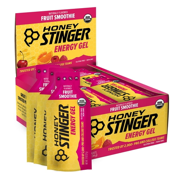 Honey Stinger Organic Gluten-Free Energy Gel, Fruit Smoothie, 1.1 oz, 24 Count Box