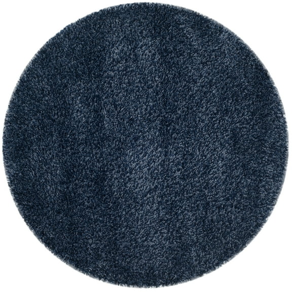 SAFAVIEH California Plush Solid Shag Area Rug, Navy, 3' x 3' Round