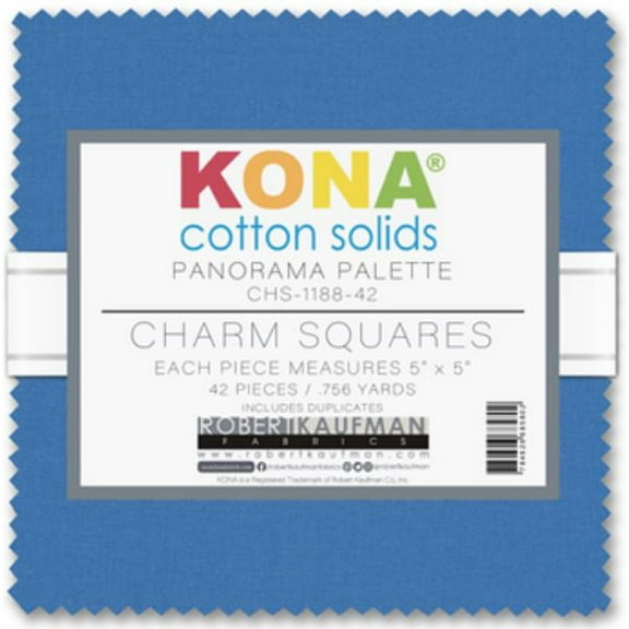 5" Charm Pack Squares - Kona Cotton Solids Panorama Palette Robert Kaufman Blues Greens Quilter's Fabric Precuts Bundle (CHS-1188-42) M528.17