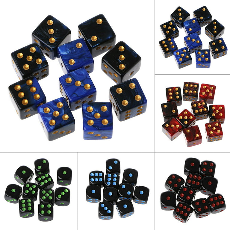10pcs 15mm Multicolor Acrylic Cube Dice Beads Six Sides Portable Table  Games Toy 