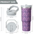 thumbnail image 4 of Leopard Print 30oz Handheld Travel Tumbler with Handle – Double Wall Stainless Steel Insulated Cup, Flip Straw Lid, Leak-Proof & BPA-Free for Hot and Cold Drinks – Durable Coffee & Juice Mug White, 4 of 6