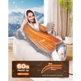 thumbnail image 3 of Ocuuziisu Wearable Heated Throw Blanket with Pockets and Hood, 50" x 70" Flannel and Sherpa Electric Wrap, 9 Heating Levels, 10-Hour Auto Shut Off, Machine Washable, Light Gray, 3 of 10