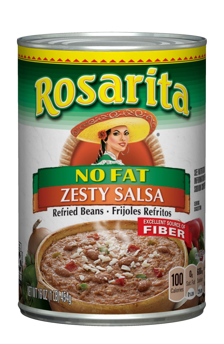 Rosarita No Fat Refried Beans with Zesty Salsa 16 oz