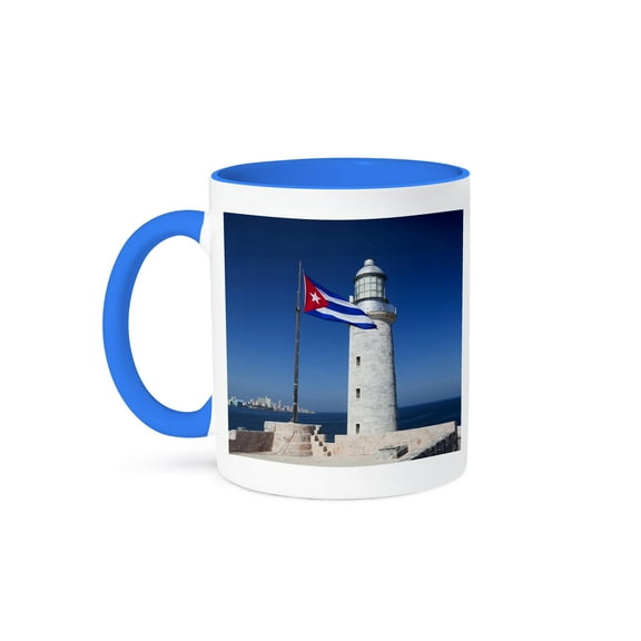 3dRose, Cuba, Havana, Morro Castle lighthouse - CA11 WBI0039 - Walter Bibikow, 11oz Two-Tone Blue Mug