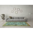 thumbnail image 3 of Ahgly Company Indoor Round Abstract Light Blue Modern Area Rugs, 5' Round, 3 of 4