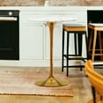 thumbnail image 3 of HomeRoots 521331 32 in. Rounded Marble & Metal Bar Table, White & Gold, 3 of 5
