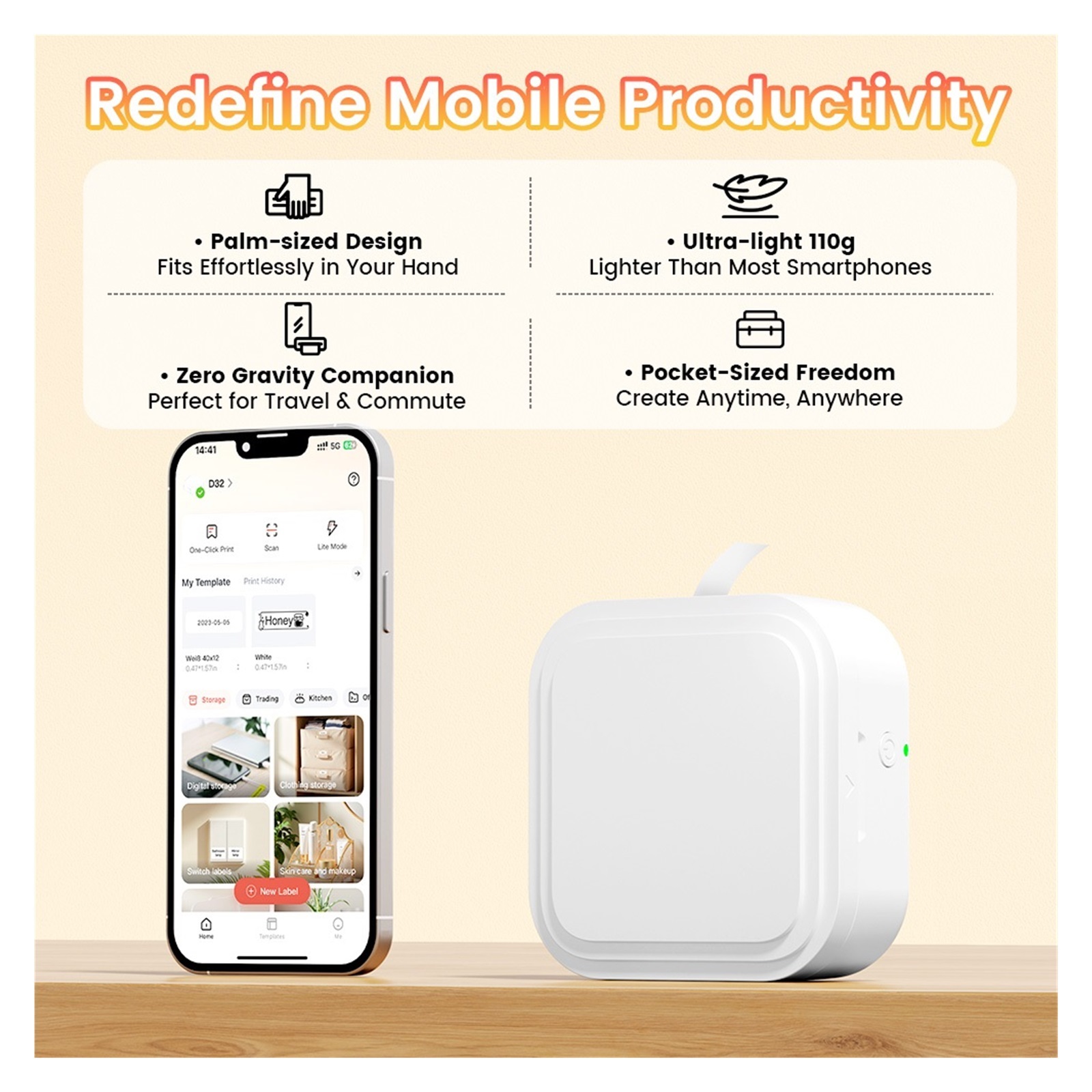 D32 Mini Label Printer Portable Bluetooth Thermal Label Maker for Small Stickers, Same Function