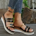 thumbnail image 3 of Womens Espadrilles Platform Wedge Slip on Sandals Fashion Metallic High Heel Dressy Slides for Women, 3 of 7