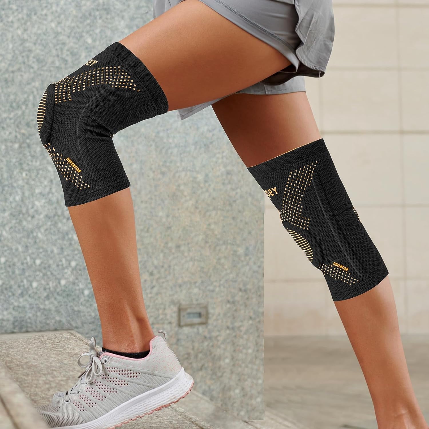 JIUFENTIAN Copper Knee Braces for Arthritis Pain (2 pack)- Professional Knee Suppot with Side Stabilizers - Breathable Compression Sleeves for Pain Relief & Stability (Arthritis, Gym, Work)-2XL