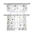 thumbnail image 1 of Translucent 3 Piece Rod Bag Kitchen Curtain Set with 2 Layers 75*H72 CM, 1 Drape 150*H36 CM" Off-White, 1 of 5