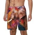 thumbnail image 2 of Balery Oil Paintings of Elephants Mens Swim Trunks Swim Shorts for Men Quick Dry Inseam Beach Shorts with Compression Liner Pocket-Small, 2 of 9