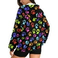 thumbnail image 2 of Garronmavis Colorful Dog Paw Women Sweatshirt Oversized Long Sleeve Lightweight Casual Womens Oversized Zip Up Sweatshirt Warm Soft Fall Sweaters Hoodies Zip Up Shirts Clothes, 2 of 7