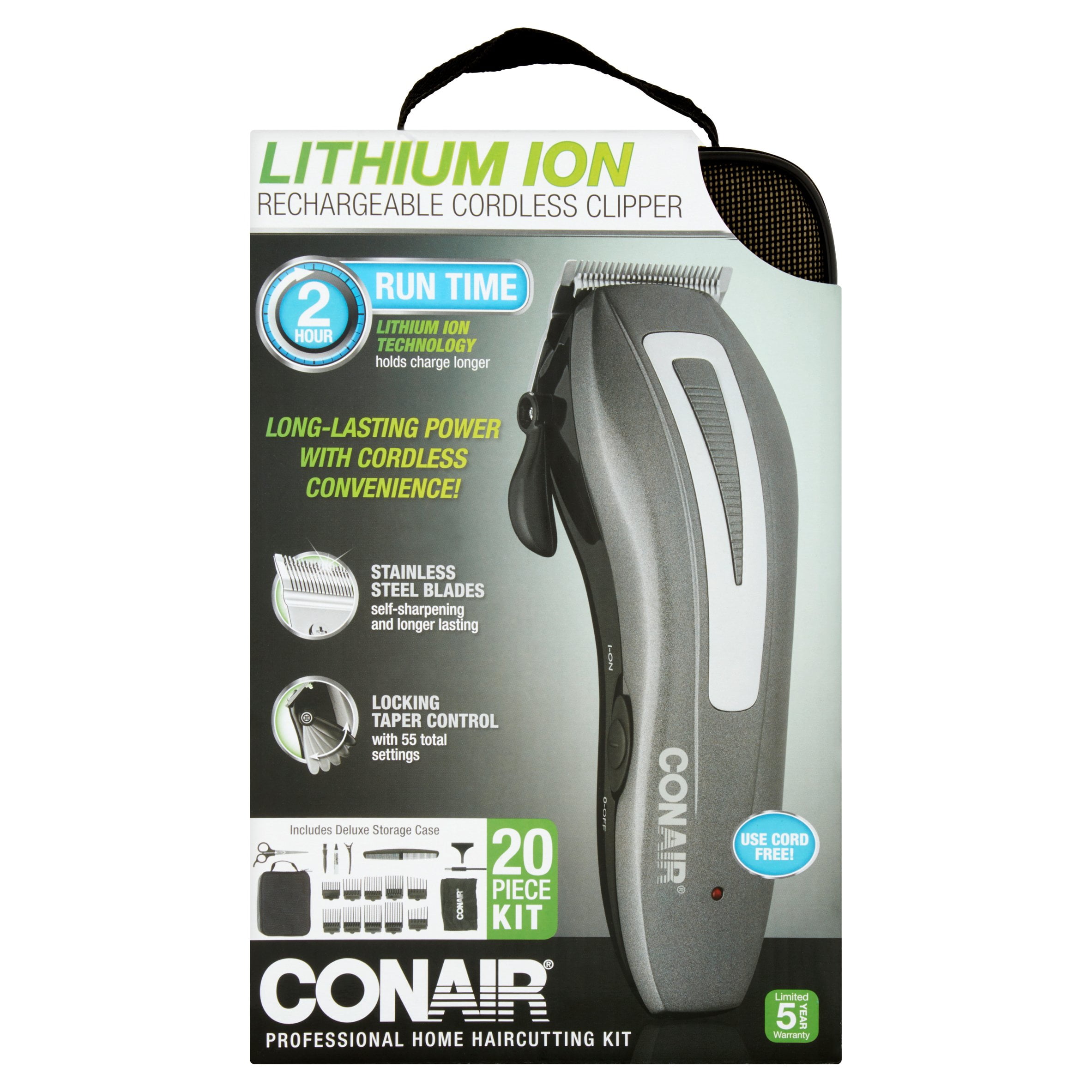 conair lithium ion rechargeable cordless clipper