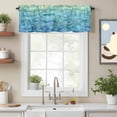 thumbnail image 2 of Turquoise Blue Teal Kitchen Curtain Valances for Windows Farmhouse Short Curtains, Chic Stained Glass Texture Aesthetic Rod Pocket Valance Curtain for Bedroom Cafe Living Room 54"x18", 2 of 8