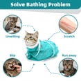 thumbnail image 4 of Breathable Mesh Anti Scratch Adjustable Cat Grooming Bag for Nail Trimming, Bathing - Polyester Soft Cat Washing Bag (Green-White), 4 of 7
