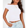 thumbnail image 4 of Ladybranch Womens White Off The Shoulder Tops Summer Going Out Tank Top Ribbed Knit Camisole Tops Cute Sleeveless T Shirt(Medium,Pure White）, 4 of 7
