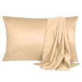 thumbnail image 1 of Soft Silky Satin Pillowcases for Hair Skin 2PCS Pillow Case Travel, Champagne, 1 of 9