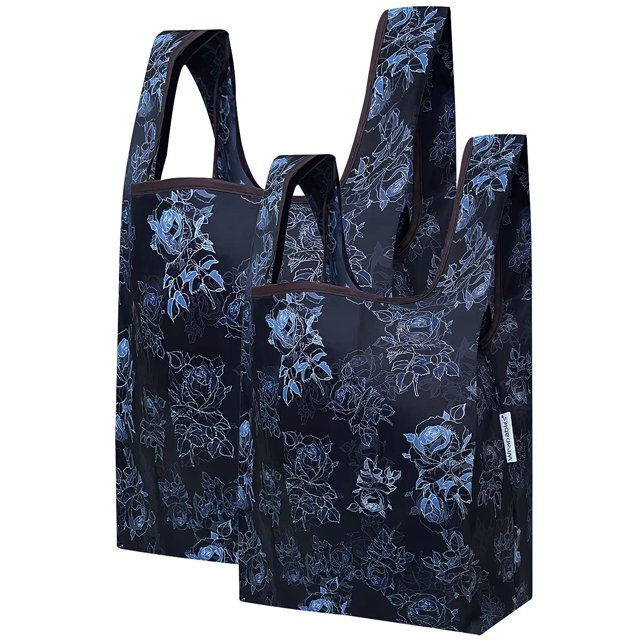 Wrapables JoliBag Collection Bolsa de compras reutilizable (juego de 2) Black Rose Shadow