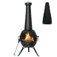 Chiminea Fireplace Patio Fire Pit Wood Burning Cast Iron Lid