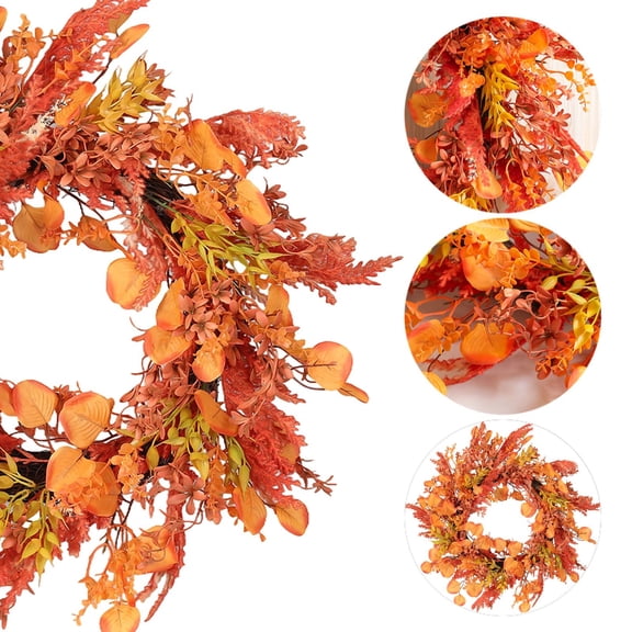 Twfbrm Fall Wreath 18" Autumn Front Door Wreath Artificial Harvest Wreath with Sunflower Pumpkins Berries Maple Leaves for Outside Indoor Home Wall Festival Thanksgiving Autumn Farmhouse Decor
