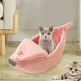 thumbnail image 4 of Cama para gatos con forma de plátano, cama para dormir, casita para gatos, suministros para acurrucarse, cojín suave para mascotas Rosado, 4 of 9