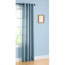 Gorgeous Home Linen 1Pc Nancy Solid Slate Blue Faux Silk Semi-Sheer Grommet Curtain Panels, 55" x 84"