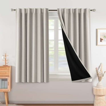 Turquoize Classic 100% Blackout Back Tab/Rod Pocket Curtains, Stone 52 x 63 , 2 Panels