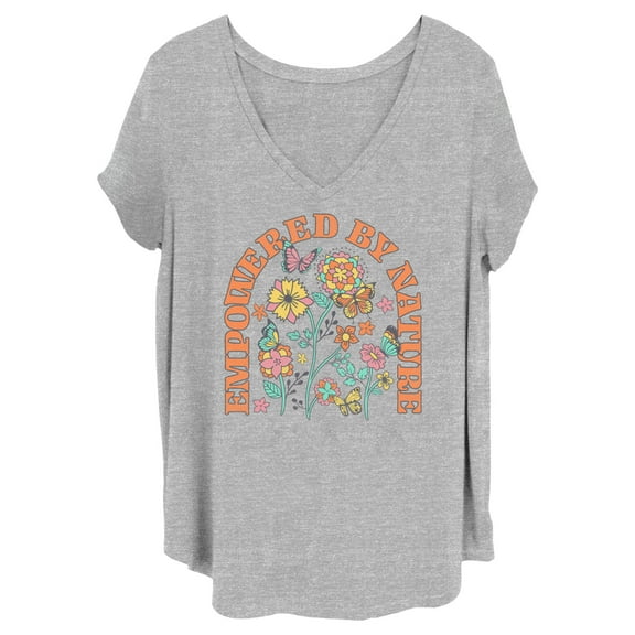 Junior's Lost Gods Empowered by Nature Graphic Tee Heather Gray 4X