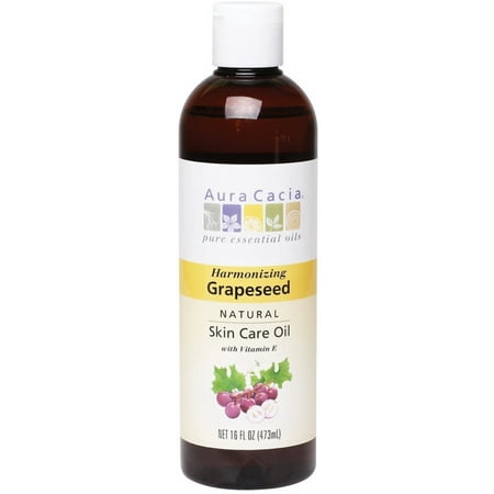 Aura Cacia Natural Skin Care Oil with Vitamin E, Harmonizing Grapeseed 16 oz