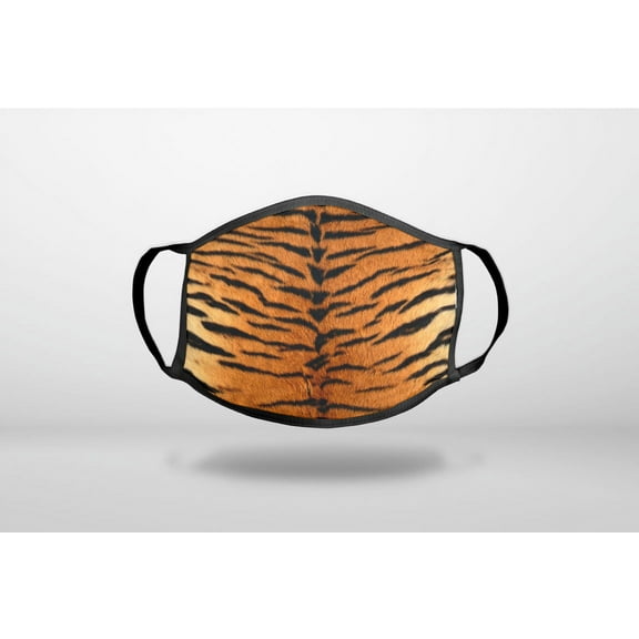 Yellow Black Tiger Fur Skin Print - 3-Ply Reusable Soft Cloth Face Covering, Unisex, Cotton Inner Layer
