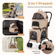 Gymax Double Pet Stroller for 2 Dogs or Cats w/ 2 Detachable Carriers Safety Belt