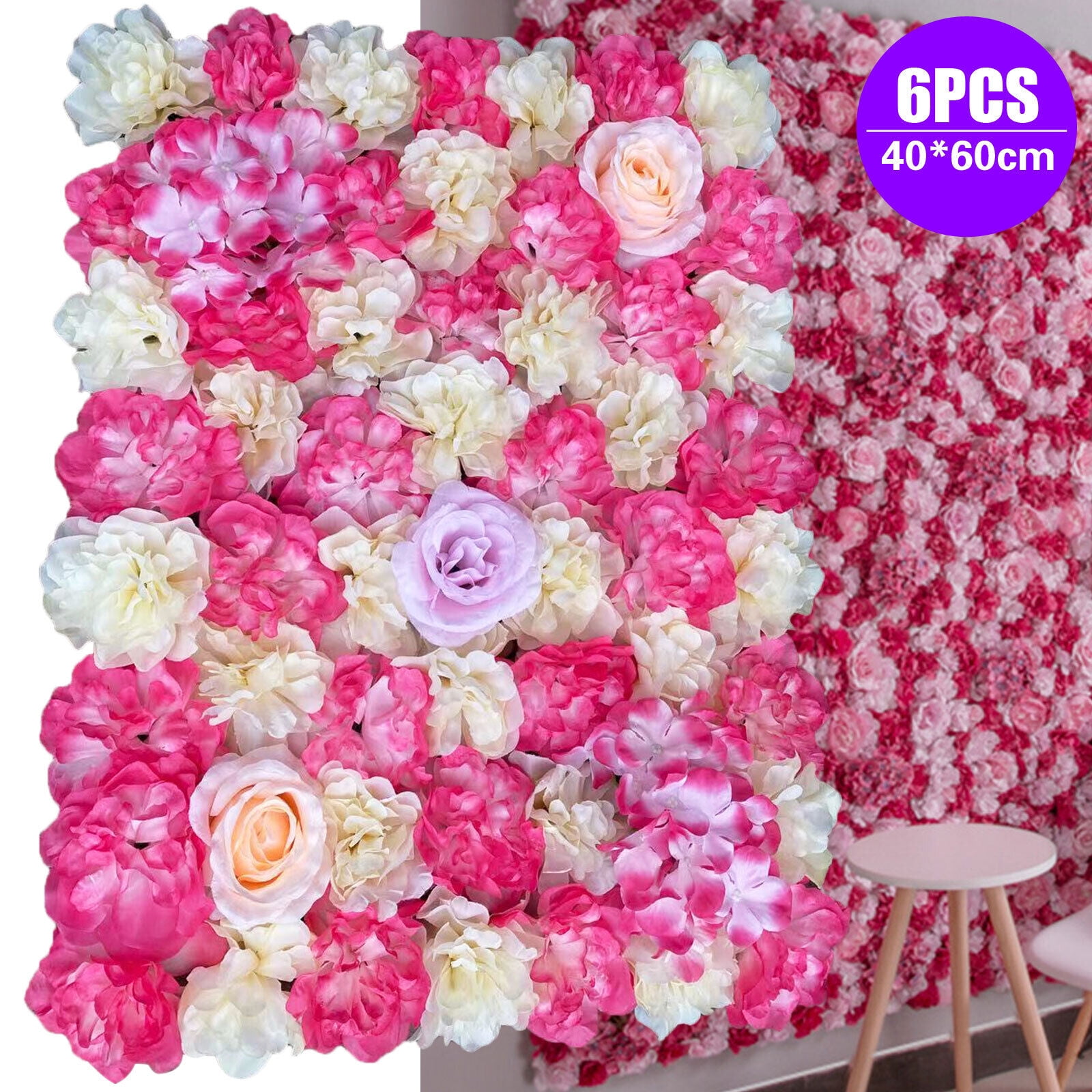 Miumaeov 6 Pack Artificial Flower Wall Panels 24" x 16" Red Faux