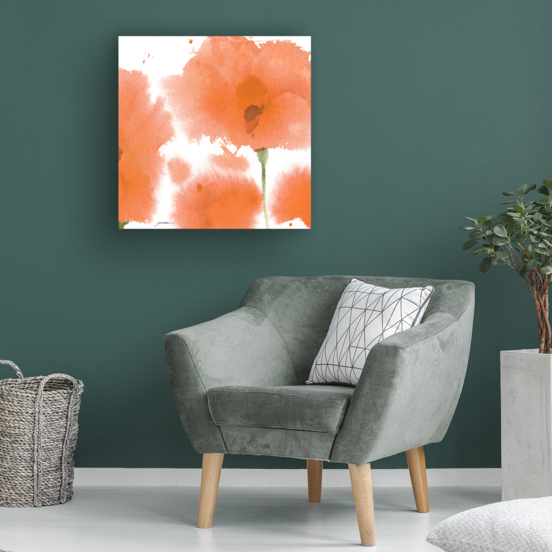 Canvas Wall Art - Sheila Golden 'Red Orange Poppies' Wall Art for Living Room, Bedroom, or Office Décor by Trademark Fine Art - 35 x 35 Inches